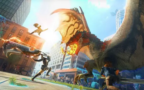以經典遊戲系列《魔物獵人》為題材的《Monster Hunter Now》(魔物獵人 Now)今(14)日正式上市。(圖/官方提供) ▲以經典遊戲系列《魔物獵人》為題材的《Monster Hunter Now》,需要在現實生活透過走路發現魔物、採集素材。(圖/Capcom提供)