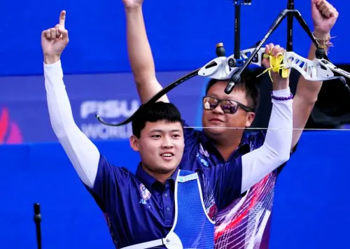 ▲台灣射箭好手湯智鈞以6:5擊敗中國選手秦望愉,勇奪金牌,成為繼2005年郭振維後,台灣暌違20年再度奪下男子反曲弓個人賽金牌。(圖/大專體總提供) ▲台灣射箭好手湯智鈞這次將領軍參加中華射箭隊參加本屆亞運。(圖/大專體總提供)